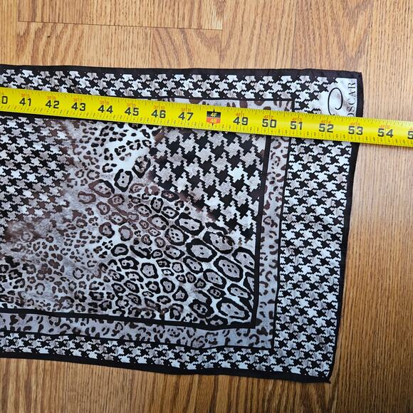 Vintage Animal Print Abstract Geometric Leopard Silk Oscar De La Renta Scarf - Picture 7 of 7